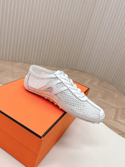 KIGA SNEAKER IN WHITE CROCHET KNIT AND CALFSKIN