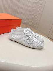 KIGA SNEAKER IN WHITE CROCHET KNIT AND CALFSKIN