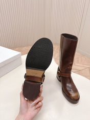 CHLOÉ 26S BOOTS 45 MM IN BROWN CALFSKIN