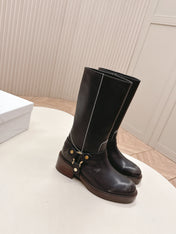CHLOÉ 26S BOOTS 45 MM IN BLACK CALFSKIN