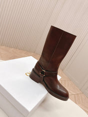 CHLOÉ 26S BOOTS 45 MM IN DARK BROWN CALFSKIN