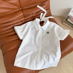 Loewe 25 Embroidered Ribbon Shirt White Cotton