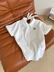 Loewe 25 Embroidered Ribbon Shirt White Cotton