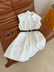 ELEGANT FLUTTER-SLEEVE DRESS 25S IN COTTON 265737