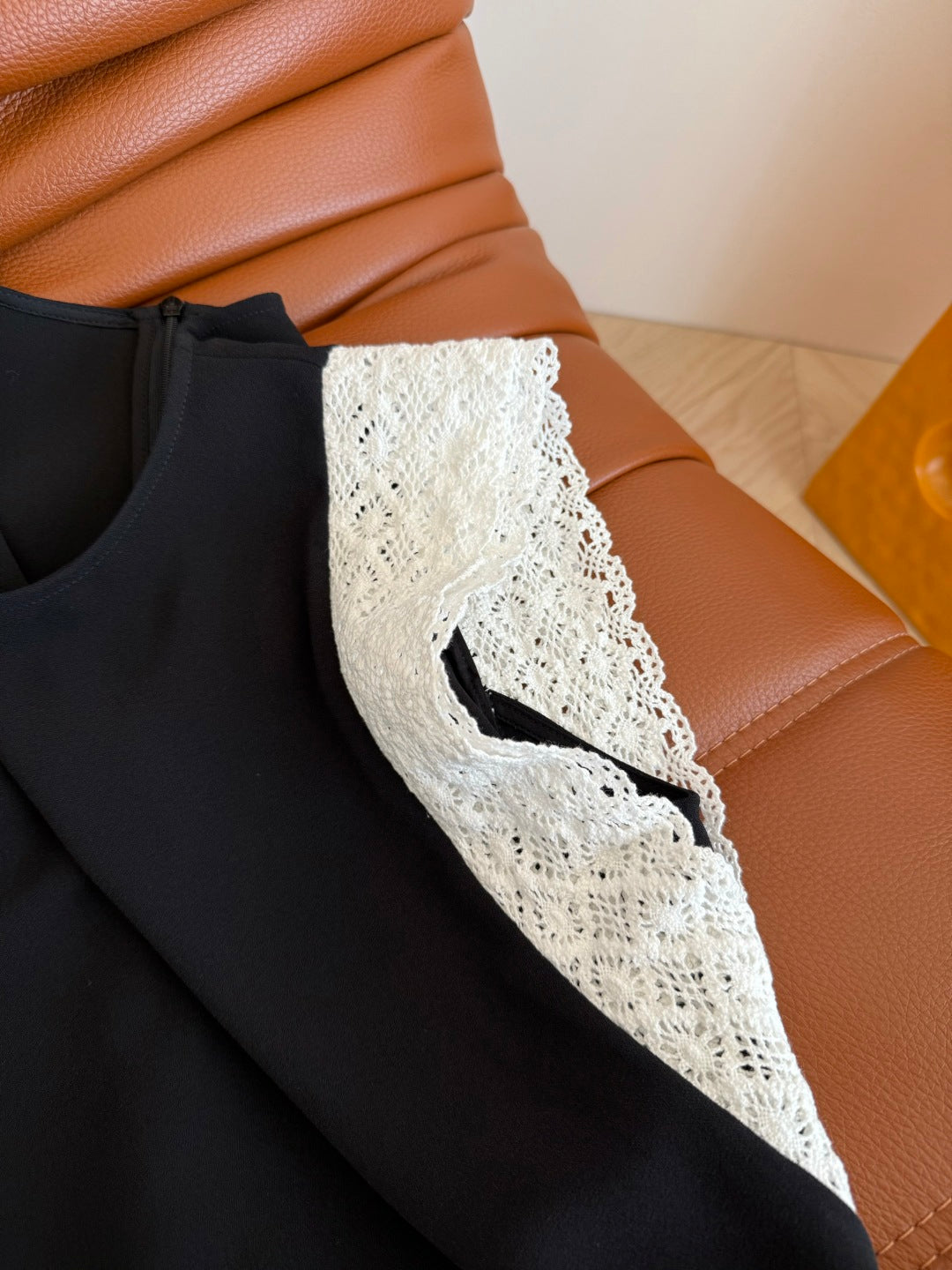 BLACK DRESS  DOUBLE LAYER LACE 25S IN ACETATE 265682