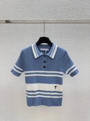 Dior Polo Shirt Demin Blue Cachemire 232760
