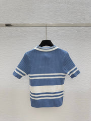 Dior Polo Shirt Demin Blue Cachemire 232760
