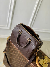 SPEEDY BANDOULIERE 25 IN DARK BROWN MONOGRAM EMPREINTE CALFSKIN EMBOSSED LOGO
