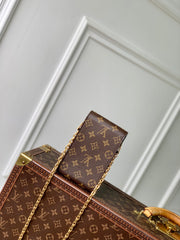 PHONE POUCH 17.5 IN BROWN MONOGRAM COATED CANVAS AND CALFSKIN