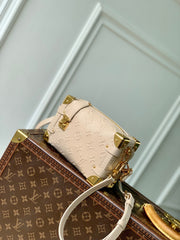 SIDE TRUNK 19 IN BEIGE MONOGRAM BOLD CALFSKIN GOLD HARDWARE