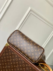 NEVERFULL BANDOULIÈRE INSIDE OUT BB 31 IN BROWN MONOGRAM CANVAS AND BLACK CALFSKIN