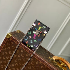 PHONE POUCH 17.5 IN BLACK MULTICOLORED MONOGRAM COATED CANVAS