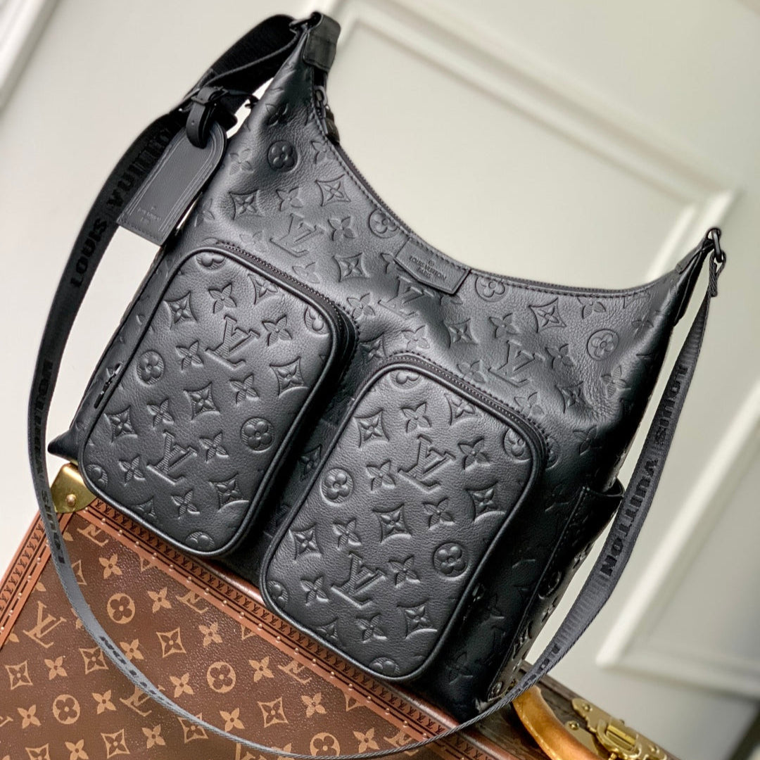 HOBO CARGO 35 IN BLACK MONOGRAM SHADOW CALFSKIN