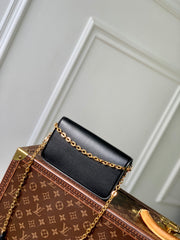 WALLET ON CHAIN BLOOM 20 IN BLACK CALFSKIN