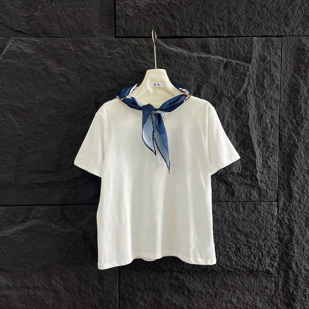 T-SHIRT WITH LV SILK SCARF IN JERSEY FABRIC 265970