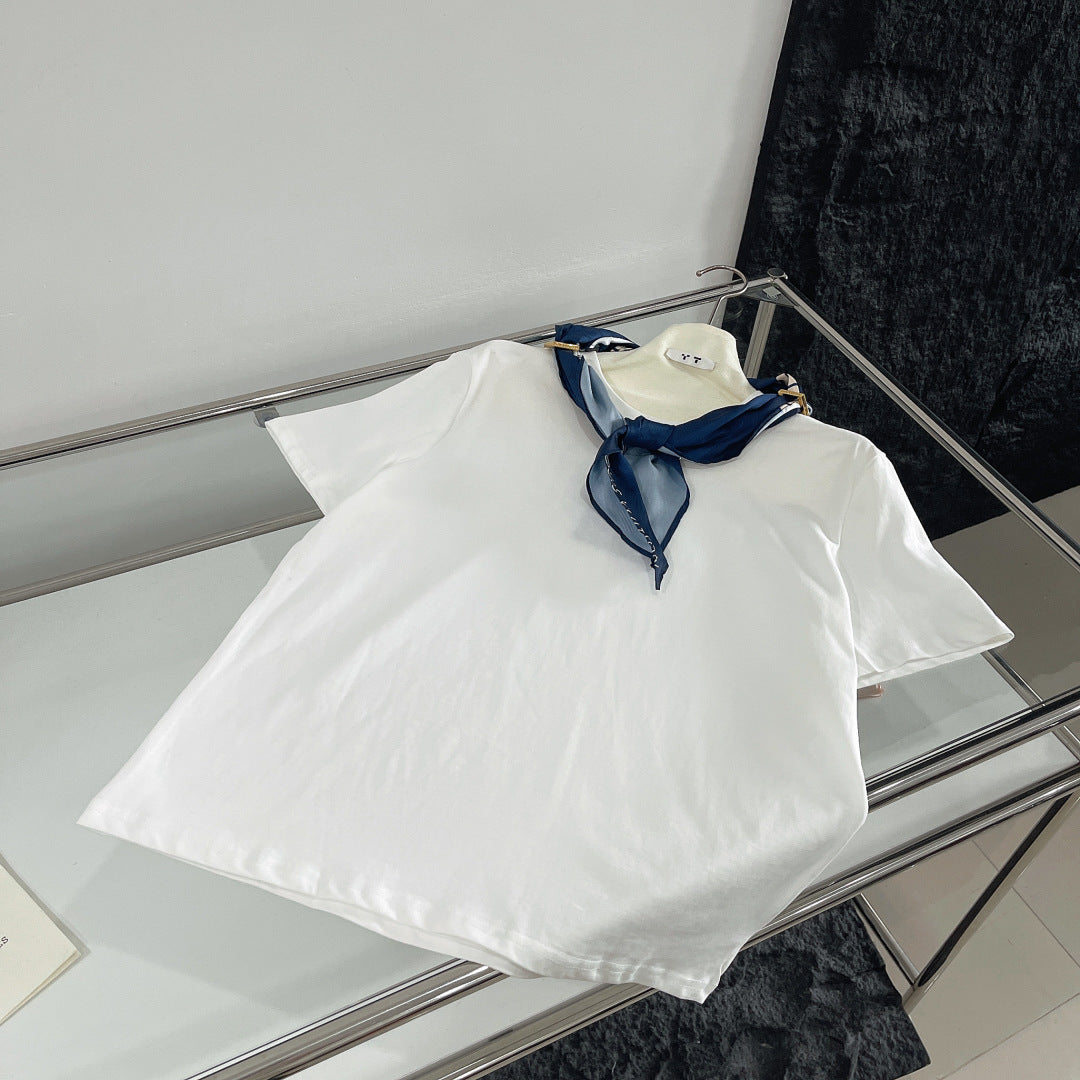 T-SHIRT WITH LV SILK SCARF IN JERSEY FABRIC 265970