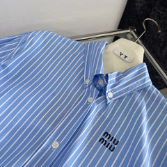 STRIPED SHORT-SLEEVE SHIRT DRESS IN COTTON 265843