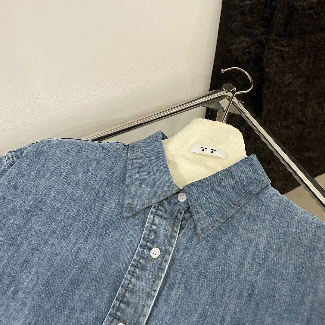 MIU DENIM SHIRT JACKET BLUE 265831