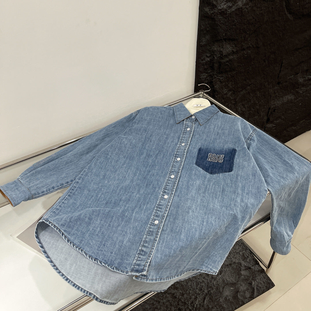 MIU DENIM SHIRT JACKET BLUE 265831