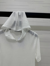 DIOR SHORT-SLEEVE LACE-KNIT HOODIE 274811