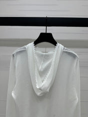 DIOR LACE-KNIT LONG-SLEEVE HOODIE WHITE 274970