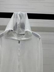 DIOR LACE-KNIT LONG-SLEEVE HOODIE WHITE 274970