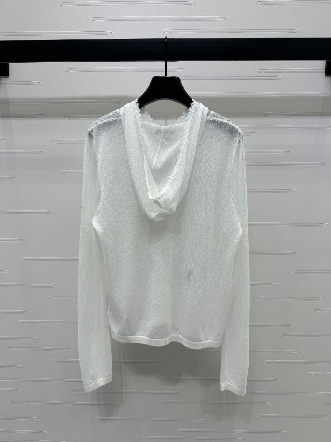 DIOR LACE-KNIT LONG-SLEEVE HOODIE WHITE 274970