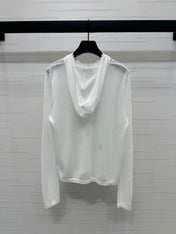 DIOR LACE-KNIT LONG-SLEEVE HOODIE WHITE 274970
