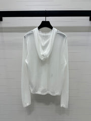 DIOR LACE-KNIT LONG-SLEEVE HOODIE WHITE 274970