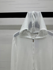 DIOR LACE-KNIT LONG-SLEEVE HOODIE WHITE 274970
