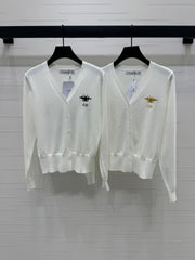 DIOR LONG-SLEEVE KNIT SWEATER WITH EMBROIDERED LOGO