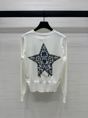 DIOR LONG-SLEEVE KNIT SWEATER WITH EMBROIDERED LOGO