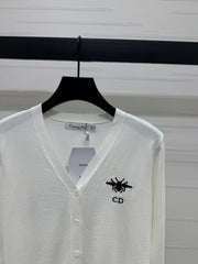 DIOR LONG-SLEEVE KNIT SWEATER WITH EMBROIDERED LOGO