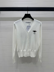 DIOR LONG-SLEEVE KNIT SWEATER WITH EMBROIDERED LOGO