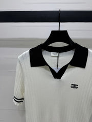 CELINE SHORT-SLEEVE KNIT TOP WHITE 274818