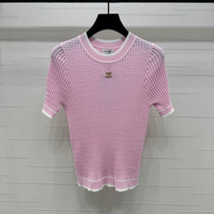 CHANEL 25S SHORT SLEEVE CREW NECK SWEATER 264254