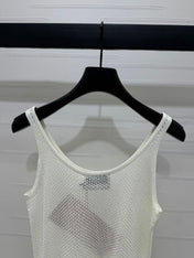 MIU 25S ROUND NECK KNIT TANK TOP WITH HOLES 264266