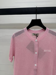 MIU 25S SHORT SLEEVE ROUND NECK CARDIGAN 264270