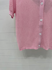 MIU 25S SHORT SLEEVE ROUND NECK CARDIGAN 264270