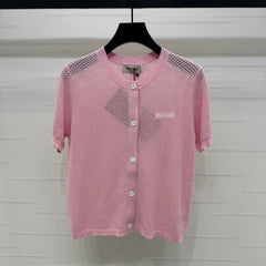 MIU 25S SHORT SLEEVE ROUND NECK CARDIGAN 264270