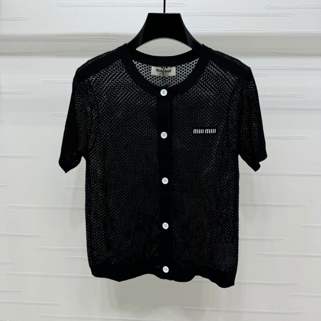 MIU 25S SHORT SLEEVE ROUND NECK CARDIGAN 264269