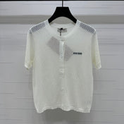MIU 25S SHORT SLEEVE ROUND NECK CARDIGAN 264268