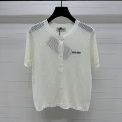 MIU 25S SHORT SLEEVE ROUND NECK CARDIGAN 264268