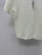 CHANEL SHORT-SLEEVE OPEN-KNIT TOP 274861