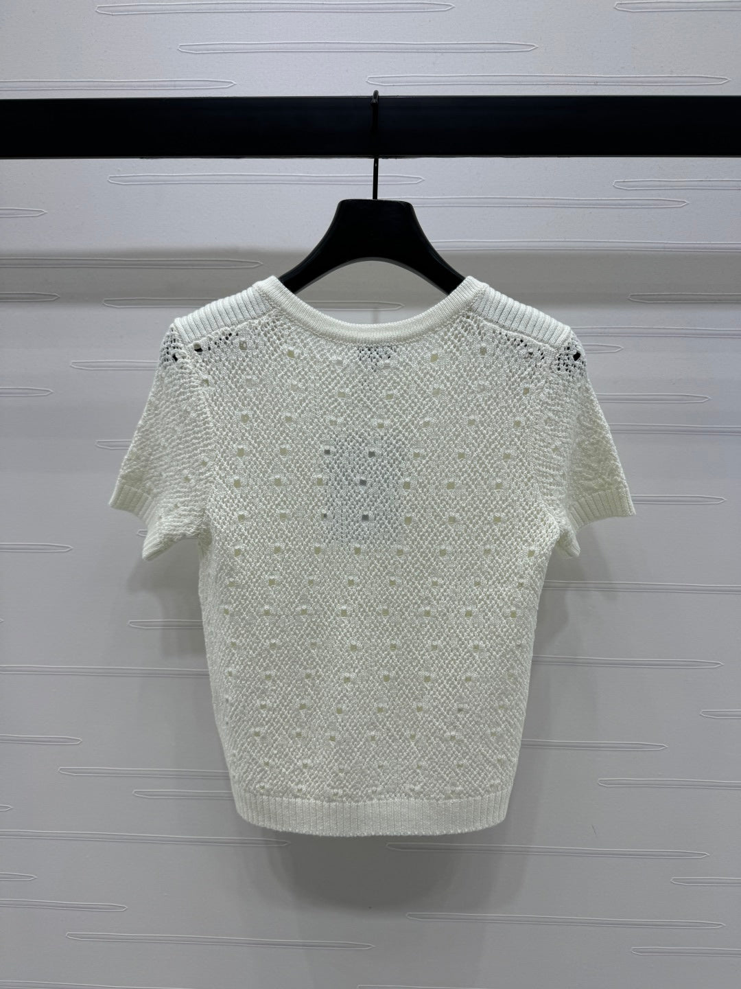 CHANEL SHORT-SLEEVE OPEN-KNIT TOP 274861