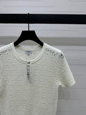 CHANEL SHORT-SLEEVE OPEN-KNIT TOP 274861