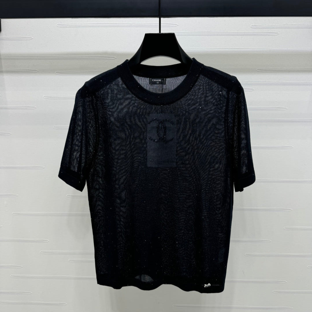 CHANEL CREW NECK SHORT-SLEEVE KNIT TOP 274965