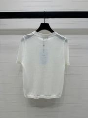 CHANEL CREW NECK SHORT-SLEEVE KNIT TOP 274964