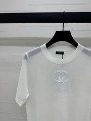 CHANEL CREW NECK SHORT-SLEEVE KNIT TOP 274964