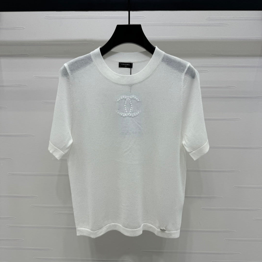 CHANEL CREW NECK SHORT-SLEEVE KNIT TOP 274964